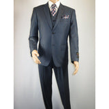 Mens Vitali Three Piece Suit Vested Sheen Sharkskin Business M3090 Navy blue - J.Valintin Men's Wear Legend - 28675