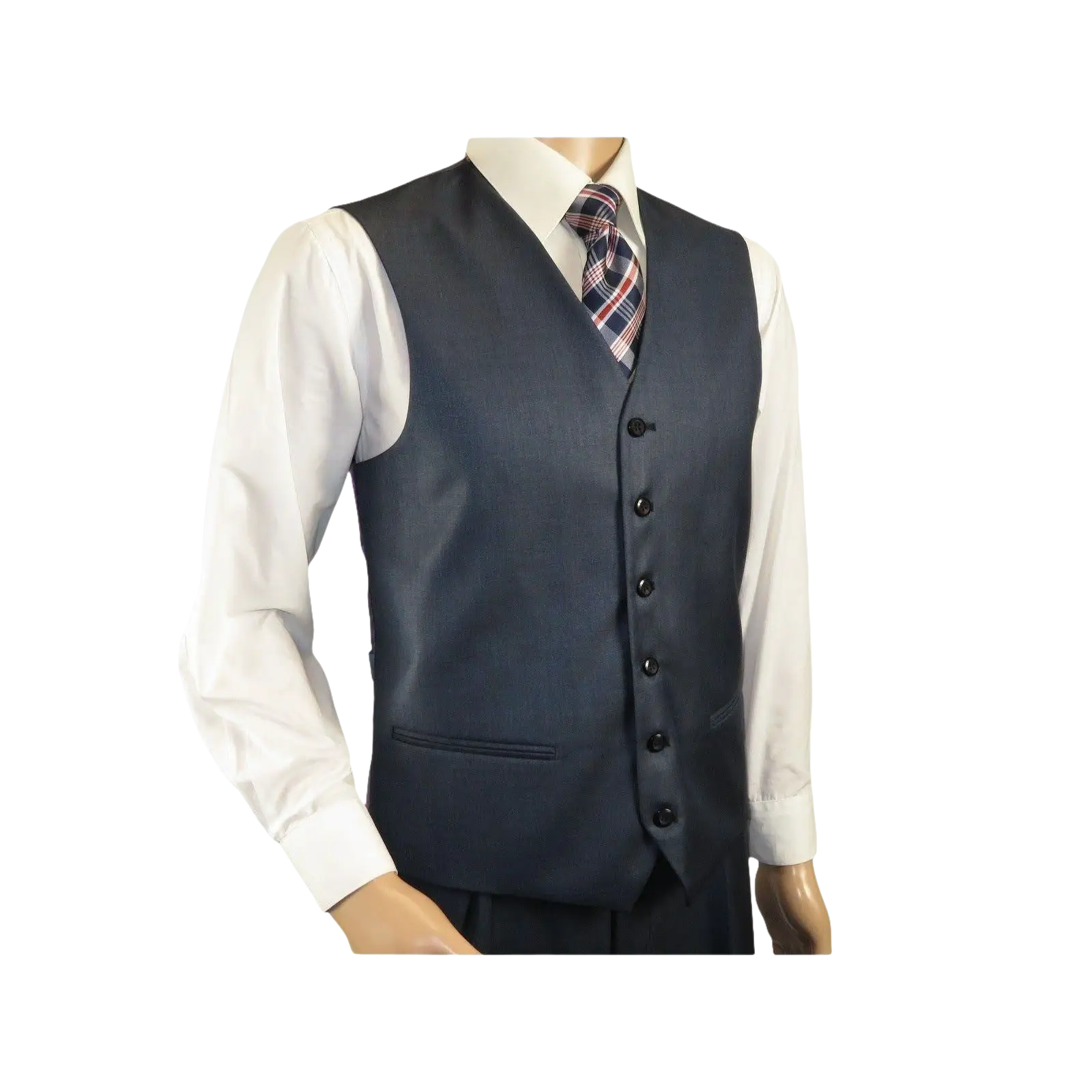 Mens Vitali Three Piece Suit Vested Sheen Sharkskin Business M3090 Navy blue - J.Valintin Men's Wear Legend - 28675