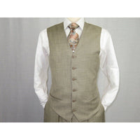 Mens Vitali Three Piece Suit Vested Shiny Sharkskin M3090 Beige oatmeal Classic - J.Valintin Men's Wear Legend - 31255