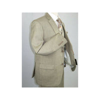 Mens Vitali Three Piece Suit Vested Shiny Sharkskin M3090 Beige oatmeal Classic - J.Valintin Men's Wear Legend - 31255