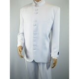 Mens Vittorio St. Angelo Banded Collar Suit Chinese Mandarin 056 White Size 46s - J.Valintin Men's Wear Legend - 8113