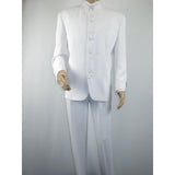 Mens Vittorio St. Angelo Banded Collar Suit Chinese Mandarin 056 White Size 46s - J.Valintin Men's Wear Legend - 8113