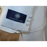 Mens Vittorio St. Angelo Banded Collar Suit Chinese Mandarin 056 White Size 46s - J.Valintin Men's Wear Legend - 8113