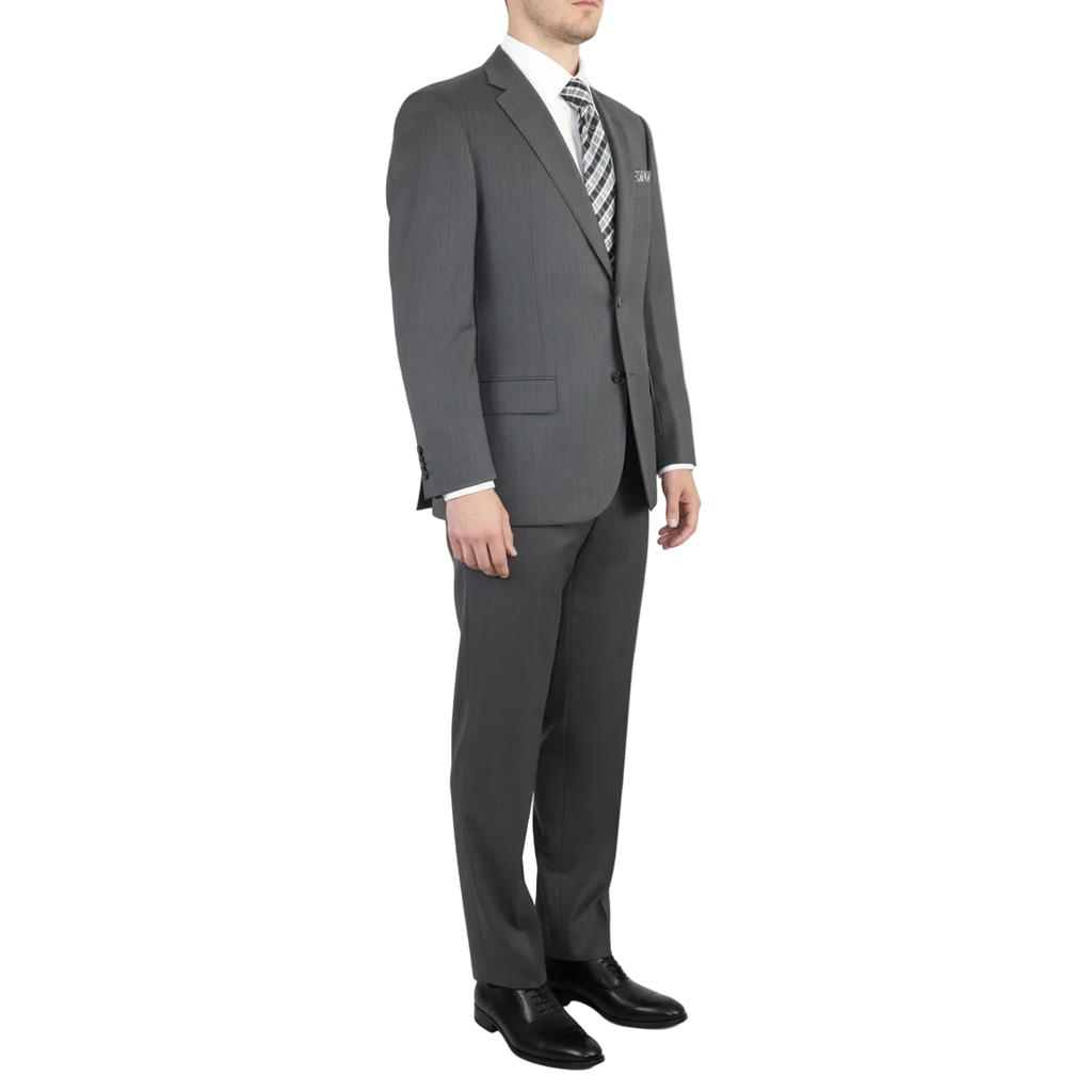 Men's Wool Cashmere Sharkskin Suit Giorgio Cosani Two Button 901 Charcoal Gray