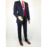 Mens Wool Cashmere Suit Pin Stripe Giorgio Cosani 910 - 02 Navy Blue 40 Regular - J.Valintin Men's Wear Legend - 18420