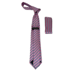 Men's Woven Tie Hankie Set J.Valintin Private Collection R28 Pink Stripe - J.Valintin Men's Wear Legend - 95572