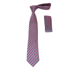 Men's Woven Tie Hankie Set J.Valintin Private Collection R28 Pink Stripe - J.Valintin Men's Wear Legend - 95572