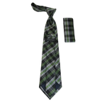 Men's Woven Tie Hankie Set J.Valintin Private Collection R30 Green English Plaid - J.Valintin Men's Wear Legend - 95570