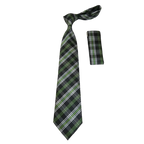 Men's Woven Tie Hankie Set J.Valintin Private Collection R30 Green English Plaid - J.Valintin Men's Wear Legend - 95570