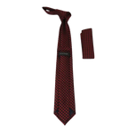 Men's Woven Tie Hankie Set J.Valintin Private Collection R33 Black Red Dots - J.Valintin Men's Wear Legend - 95567