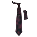 Men's Woven Tie Hankie Set J.Valintin Private Collection R34 Navy Red - J.Valintin Men's Wear Legend - 95566
