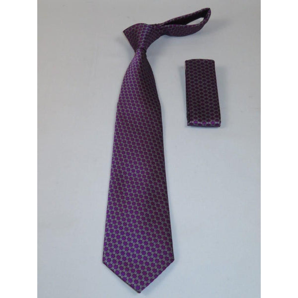 Men's Woven Tie Hankie Set J.Valintin Private Collection R35 Purple Dots - J.Valintin Men's Wear Legend - 95565