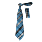 Men's Woven Tie Hankie Set J.Valintin Private Collection R37 Teal Blue Plaid - J.Valintin Men's Wear Legend - 95563