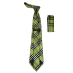 Men's Woven Tie Hankie Set J.Valintin Private Collection R38 Green Plaid - J.Valintin Men's Wear Legend - 95562