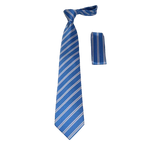 Men's Woven Tie Hankie Set J.Valintin Private Collection R53 Blue Stripe - J.Valintin Men's Wear Legend - 95547
