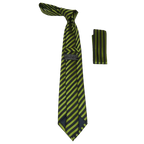 Men's Woven Tie Hankie Set J.Valintin Private Collection R57 Green Stripe - J.Valintin Men's Wear Legend - 95543
