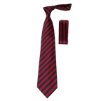 Men's Woven Tie Hankie Set J.Valintin Private Collection R58 Red Navy Stripe - J.Valintin Men's Wear Legend - 95542