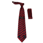 Men's Woven Tie Hankie Set J.Valintin Private Collection R58 Red Navy Stripe - J.Valintin Men's Wear Legend - 95542