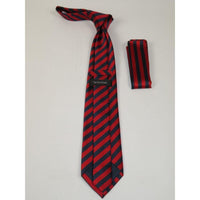 Men's Woven Tie Hankie Set J.Valintin Private Collection R58 Red Navy Stripe - J.Valintin Men's Wear Legend - 95542