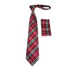 Men's Woven Tie Hankie Set J.Valintin Private Collection R7 Red English Plaid - J.Valintin Men's Wear Legend - 80179