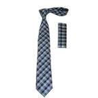 Men's Woven Tie Hankie Set J.Valintin Private Collection R72 Blue Plaid - J.Valintin Men's Wear Legend - 95587