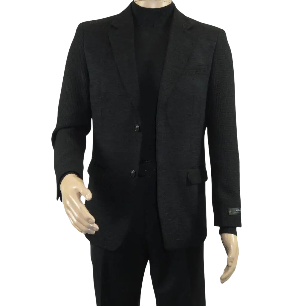 Men's Zacchi Sport Coat Patch Elbow Chenille Velveteen Bryan Black - J.Valintin Men's Wear Legend - Bryan - Black - M