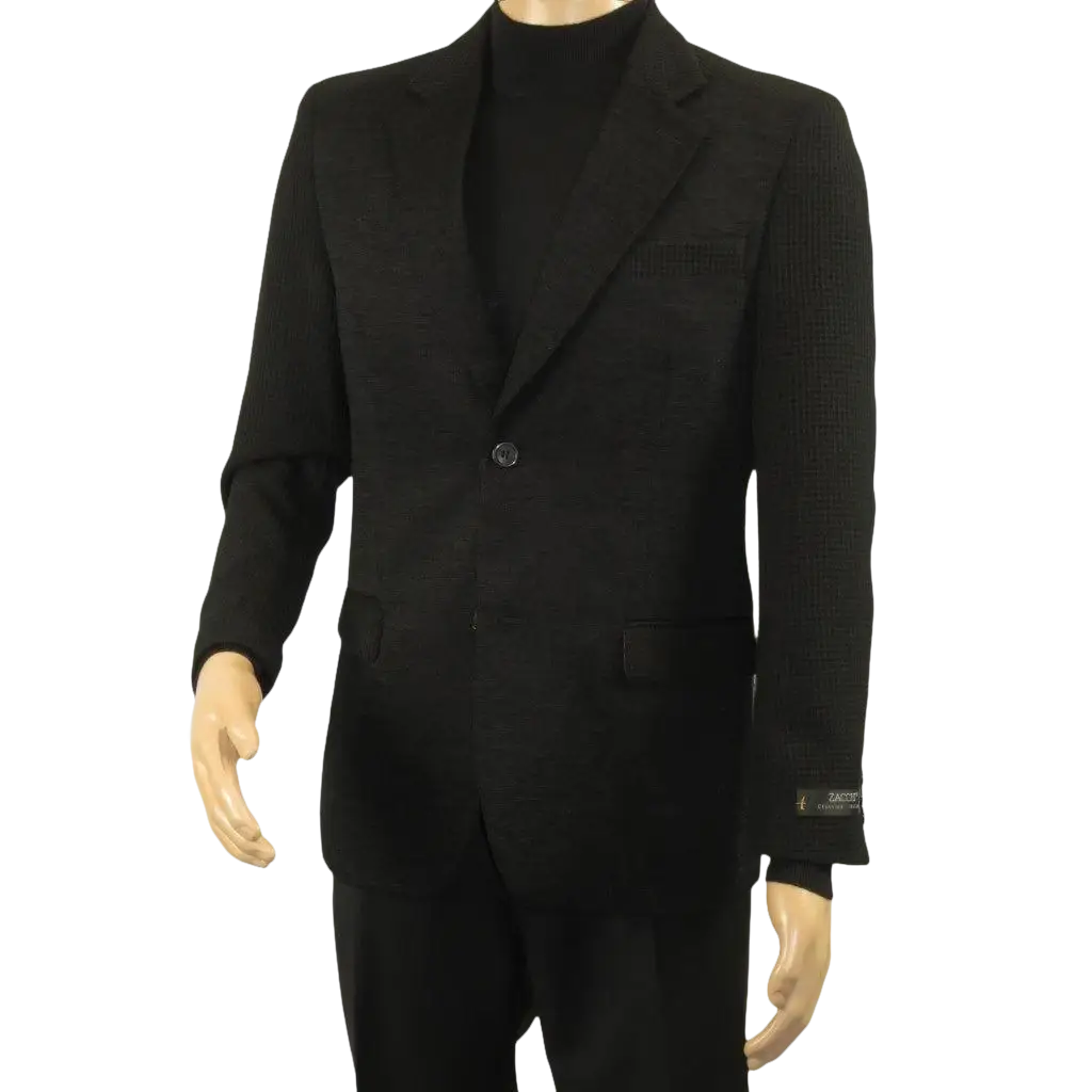 Men's Zacchi Sport Coat Patch Elbow Chenille Velveteen Bryan Black - J.Valintin Men's Wear Legend - Bryan - Black - M