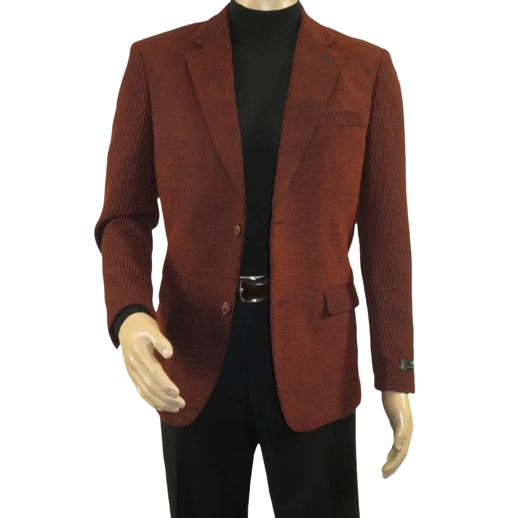Men's Zacchi Sport Coat Patch Elbow Chenille Velveteen Bryan Cognac Rust - J.Valintin Men's Wear Legend - Bryan - Cognac - M