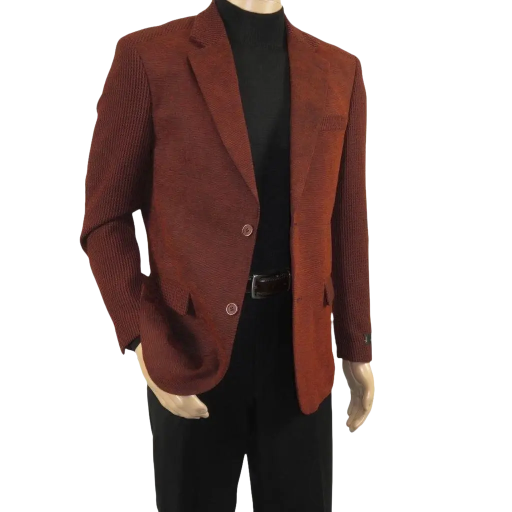 Men's Zacchi Sport Coat Patch Elbow Chenille Velveteen Bryan Cognac Rust - J.Valintin Men's Wear Legend - Bryan - Cognac - M