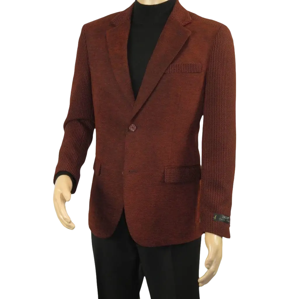 Men's Zacchi Sport Coat Patch Elbow Chenille Velveteen Bryan Cognac Rust - J.Valintin Men's Wear Legend - Bryan - Cognac - M
