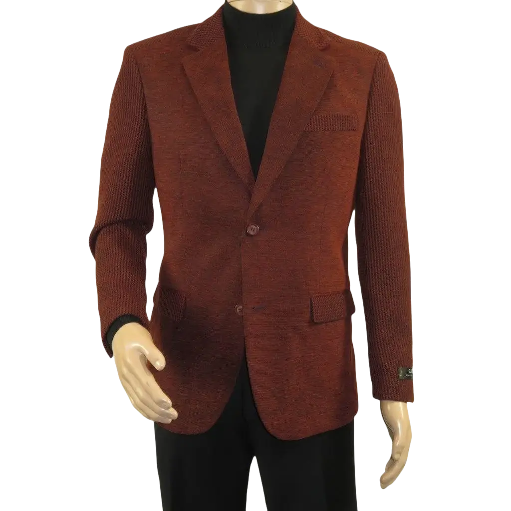 Men's Zacchi Sport Coat Patch Elbow Chenille Velveteen Bryan Cognac Rust - J.Valintin Men's Wear Legend - Bryan - Cognac - M