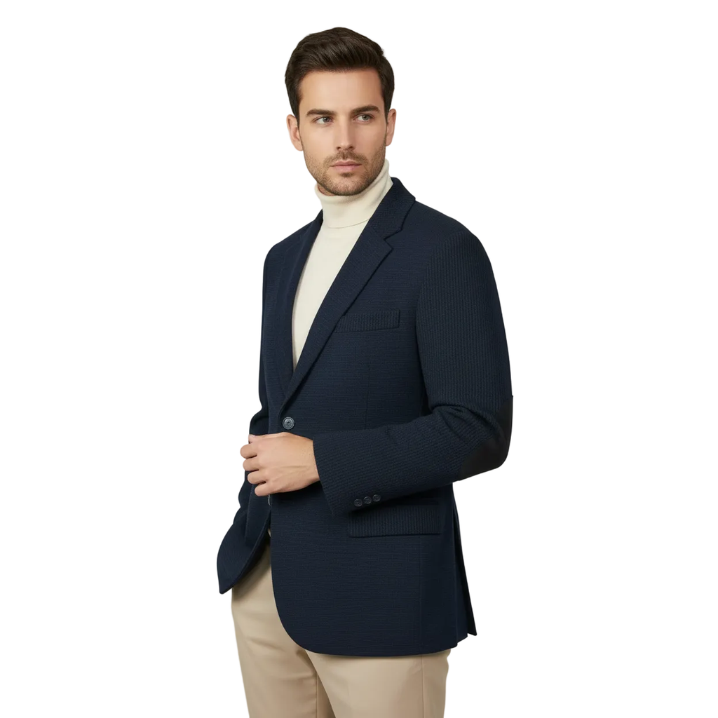 Men's Zacchi Sport Coat Patch Elbow Chenille Velveteen Bryan Navy 74521