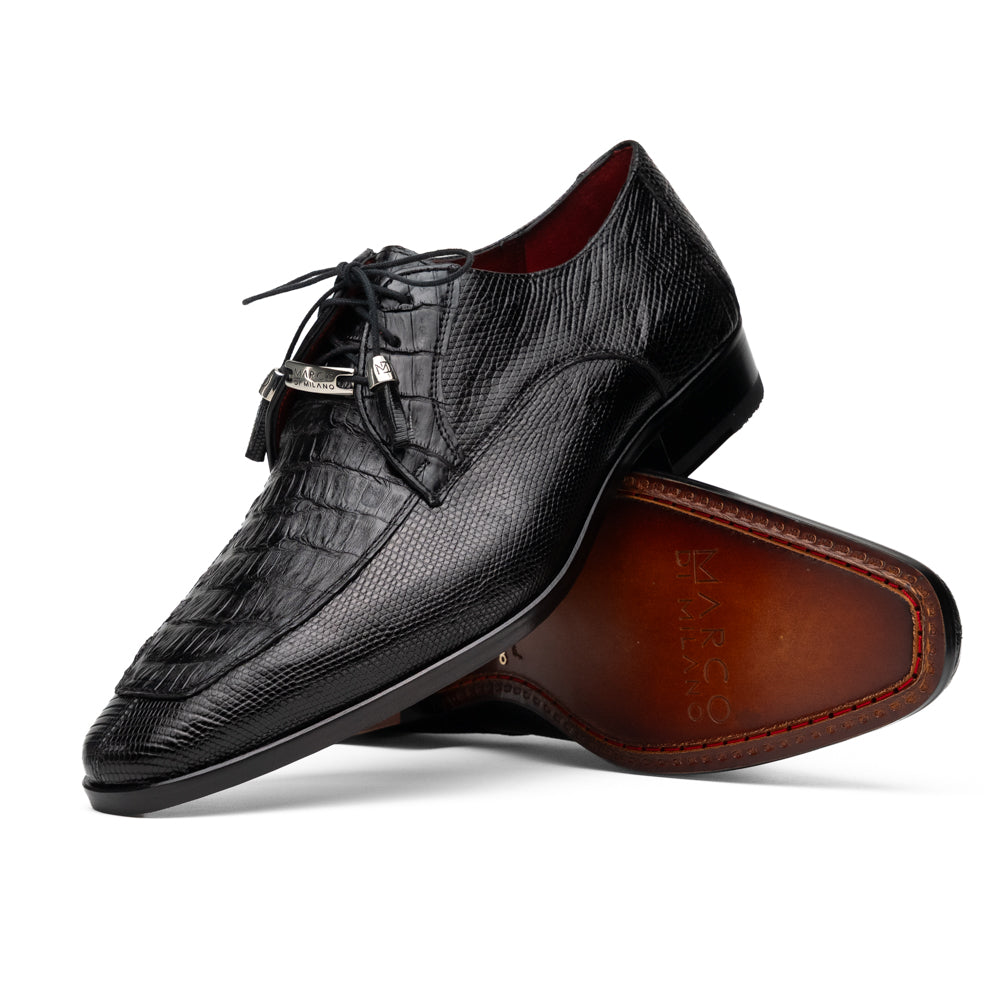 Caiman and lizard dress derby's Shoes by Marco Di Milano Merida Black