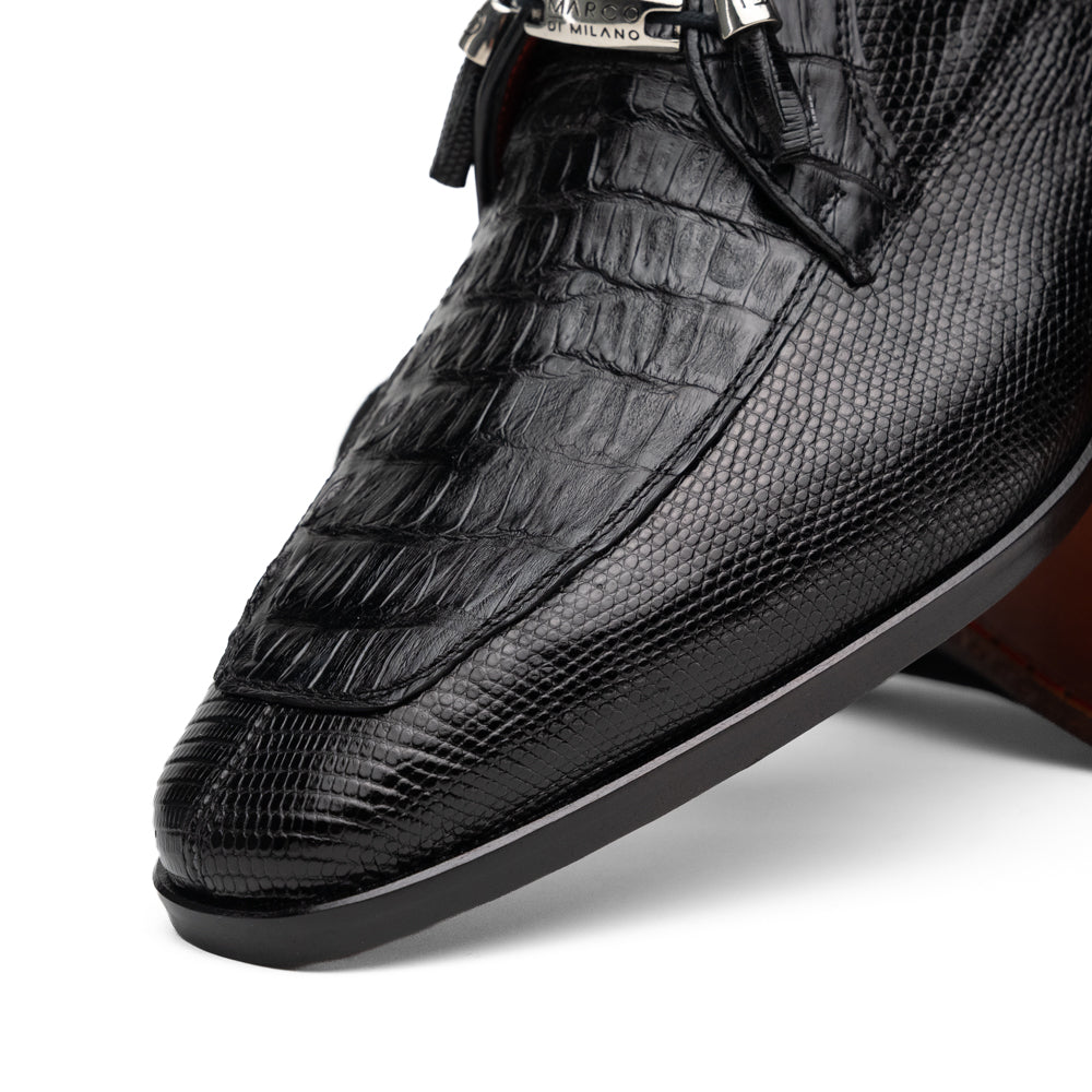 Caiman and lizard dress derby's Shoes by Marco Di Milano Merida Black