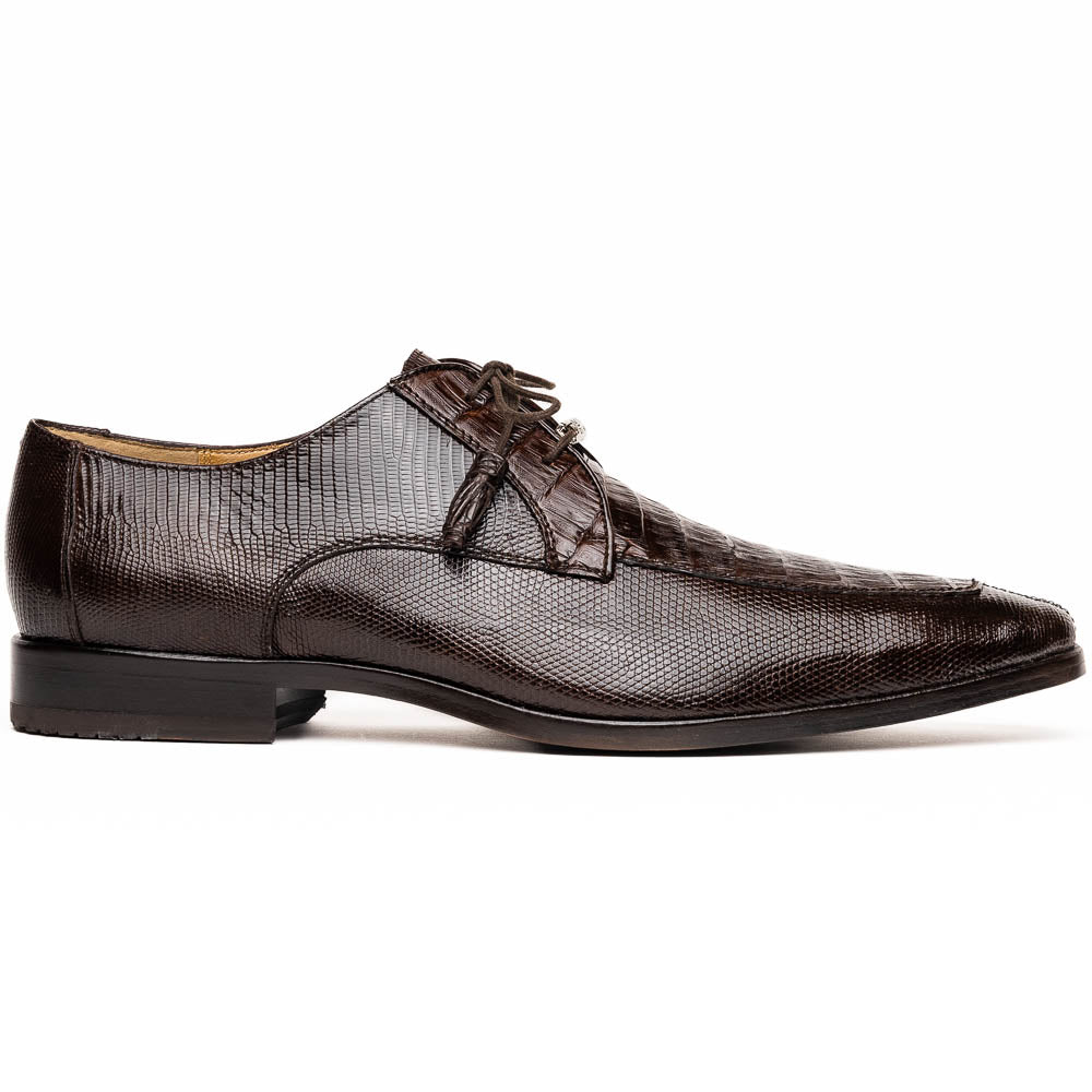 Merida Caiman and Lizard Dress Derby's Shoes Tasseled Laceup  Brown