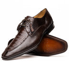 Merida Caiman and Lizard Dress Derby's Shoes Tasseled Laceup  Brown