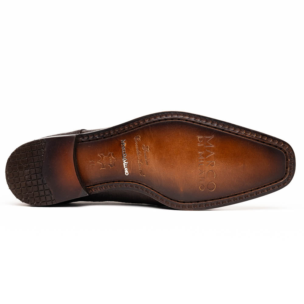 Merida Caiman and Lizard Dress Derby's Shoes Tasseled Laceup  Brown