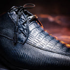 Merida Caiman and Lizard Dress Derby's Tasseled Laces Shoes Navy
