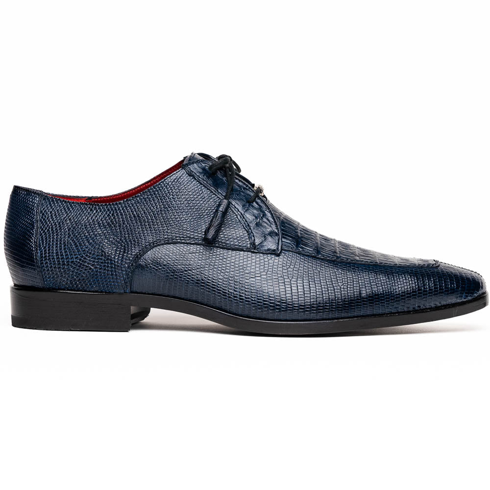 Merida Caiman and Lizard Dress Derby's Tasseled Laces Shoes Navy