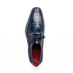 Merida Caiman and Lizard Dress Derby's Tasseled Laces Shoes Navy