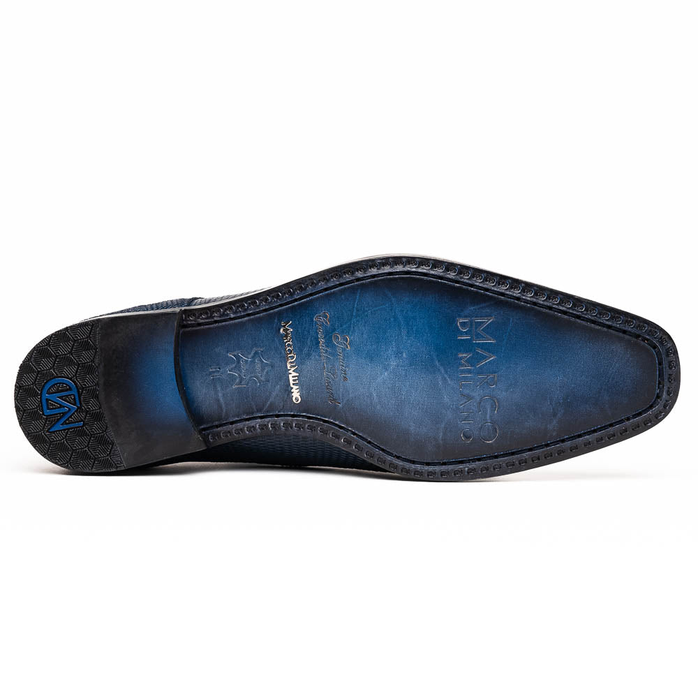 Merida Caiman and Lizard Dress Derby's Tasseled Laces Shoes Navy