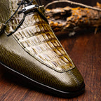 Merida Derby's Shoes Caiman and Lizard Lace Up Olive Green