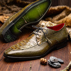 Merida Derby's Shoes Caiman and Lizard Lace Up Olive Green