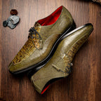 Merida Derby's Shoes Caiman and Lizard Lace Up Olive Green