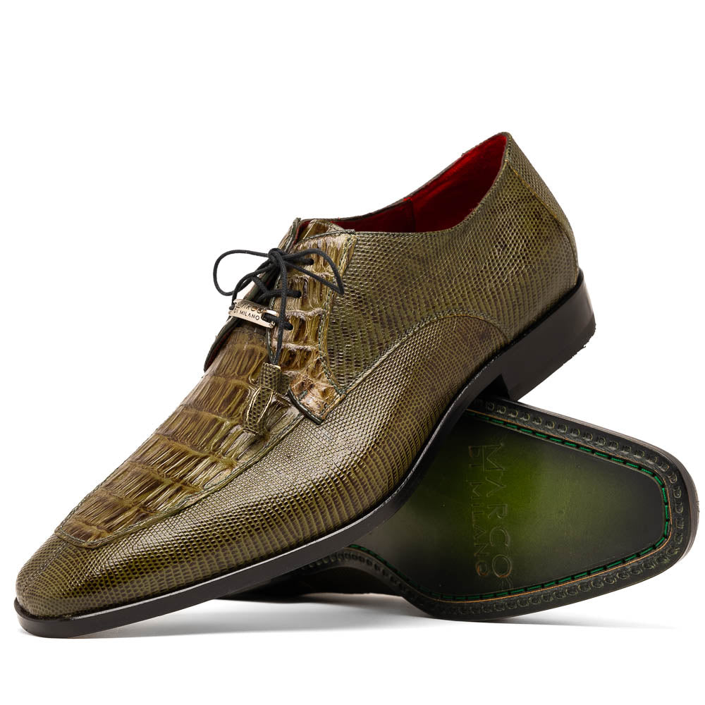 Merida Derby's Shoes Caiman and Lizard Lace Up Olive Green