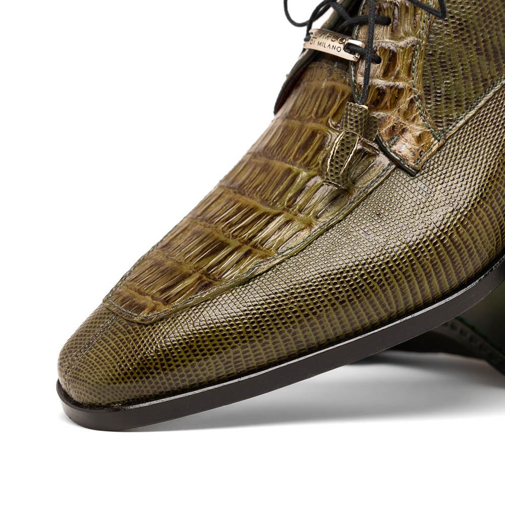 Merida Derby's Shoes Caiman and Lizard Lace Up Olive Green