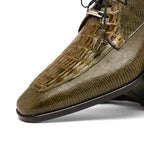 Merida Derby's Shoes Caiman and Lizard Lace Up Olive Green