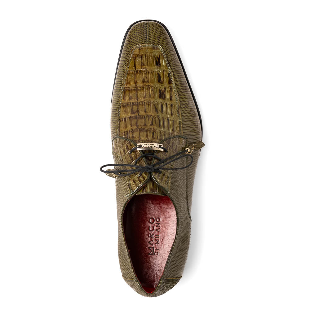 Merida Derby's Shoes Caiman and Lizard Lace Up Olive Green