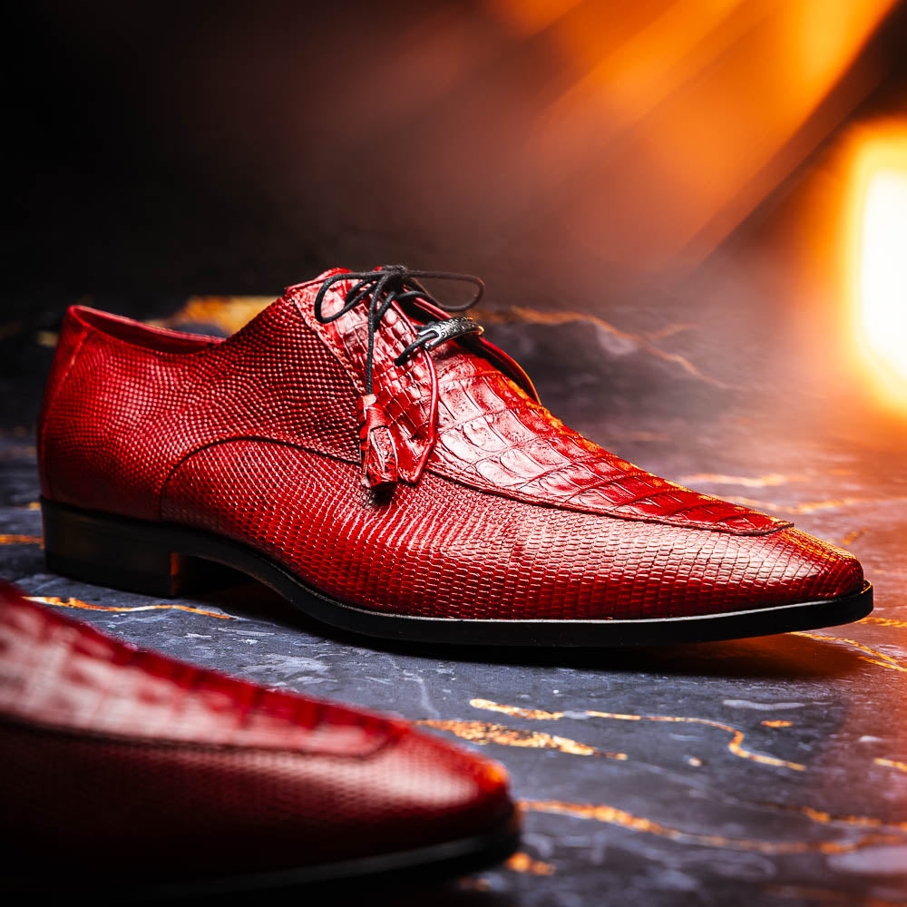 Men's Shoes caiman and lizard dress derby Merida Red
