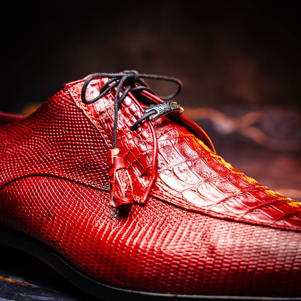 Men's Shoes caiman and lizard dress derby Merida Red